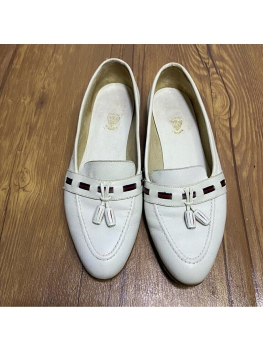 Gucci‎ White Loafer Flat Women Size 37.5